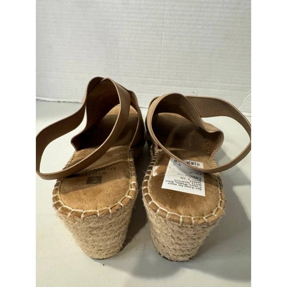White Mountain Espadrille Wedge Sandals Tan Size 9.5